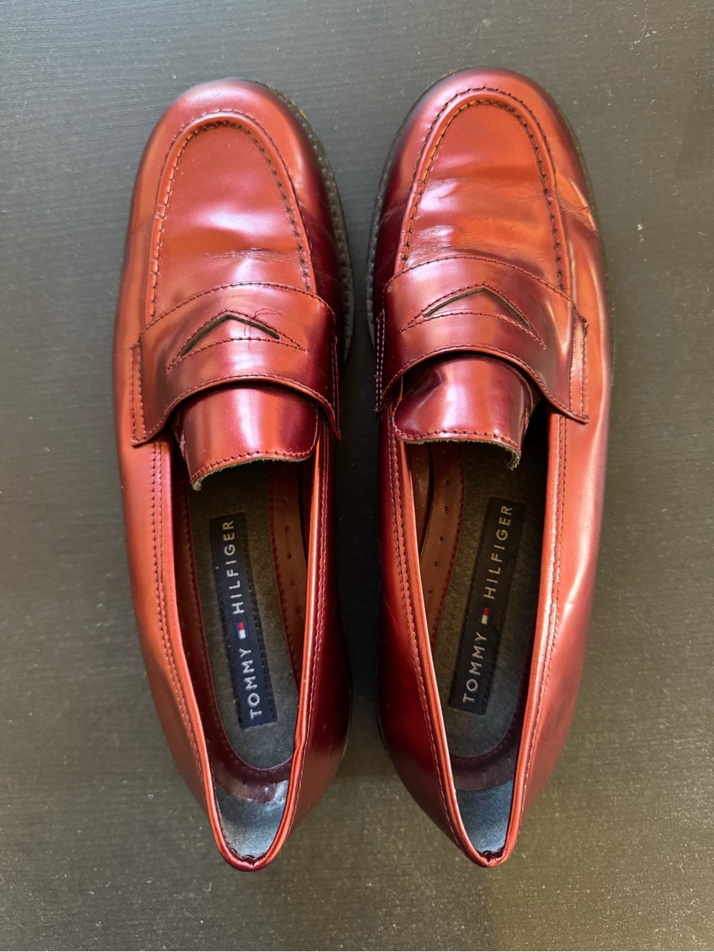 Tommy Hilfiger Metallic Leather Penny Loafers